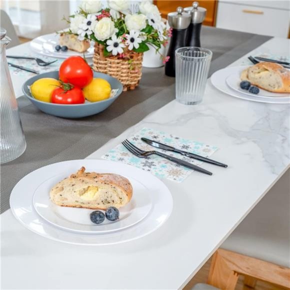 Plastic Plates Disposable 60 PCS,Heavy Duty 30 Dinner Plates & 30 Dessert Plates - Picture 7 of 7